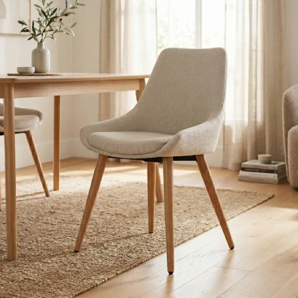 Set van 2 eetkamerstoelen stof (Zithoogte 47 cm) Juno Cr�me