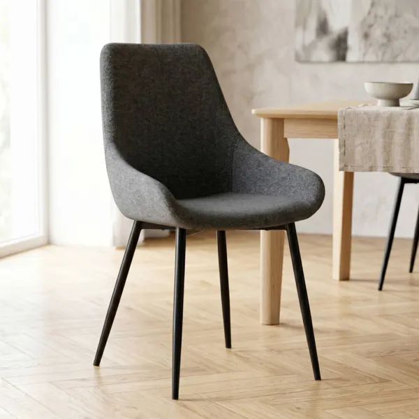 Set van 2 eetkamerstoelen stof (Zithoogte 47 cm) Juno Donkergrijs