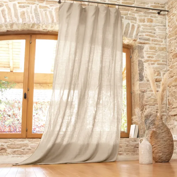Cortina en lino lavado ajustable (140 x máx. 270 cm) Louise Beige