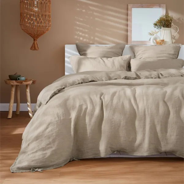 Copripiumino lino lavato (260 cm) Louise Beige