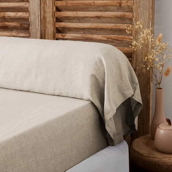 Funda de almohada de lino lavado (L 185 cm) Louise Beige