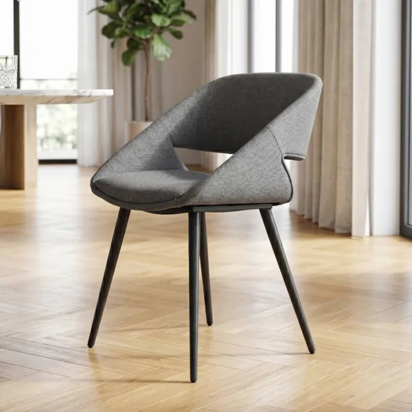 Lot de 2 chaises de salle � manger tissu (Assise 49 cm) Orka Gris fonc�