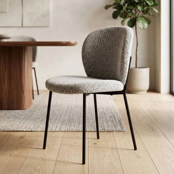 Conjunto de 2 sillas de comedor de bouclette Isla Gris claro (Asiento 48,5 cm)