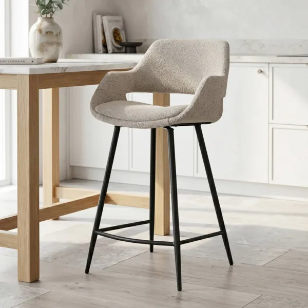 Conjunto de 2 taburetes de isla con respaldo de bucle (Asiento 65cm) Soho Gris claro