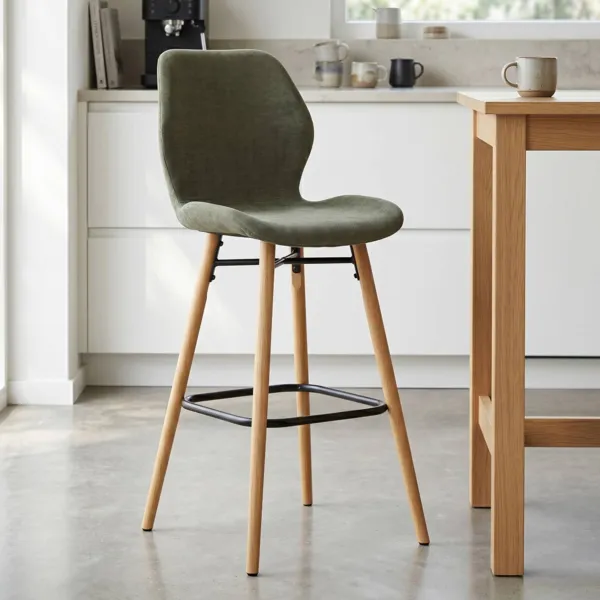 Set di 2 sedie per isola centrale con schienale in tessuto (Altezza seduta 65 cm) Malika Verde bottiglia