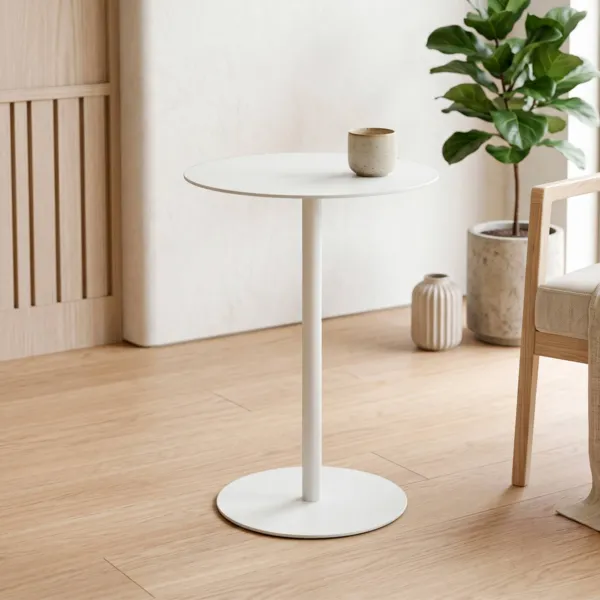 Mesa auxiliar de metal (H53 cm) Lugani Blanca
