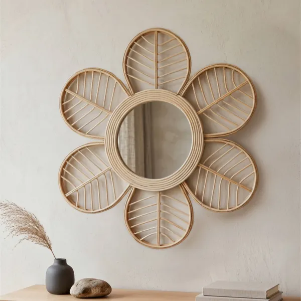 Miroir mural cadre bois (44,5 cm) Nova Naturel