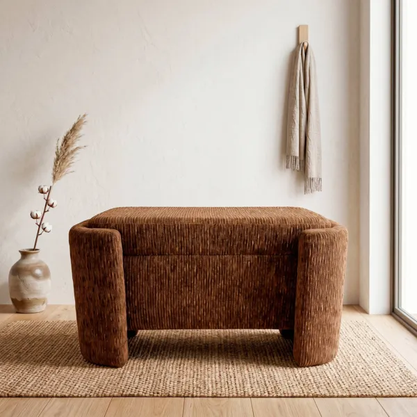 Pouf de rangement velours (H40 cm) Chris Marron
