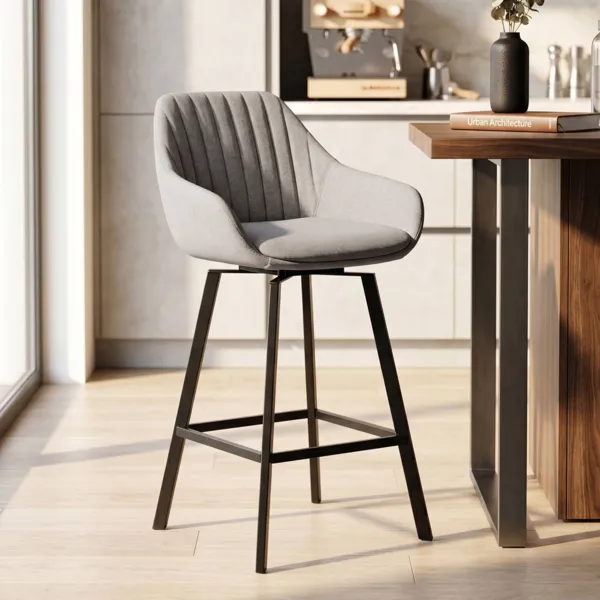 Set di 2 sedie per isola centrale girevoli con schienale in tessuto (Altezza seduta 64cm) Zila Grigio chiaro