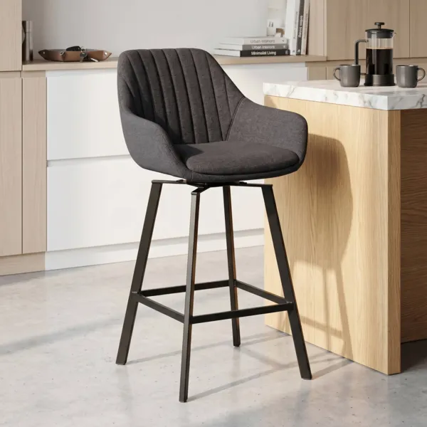 Lot de 2 chaises �lot central pivotantes avec dossier tissu (Assise 64cm) Zila Gris fonc�