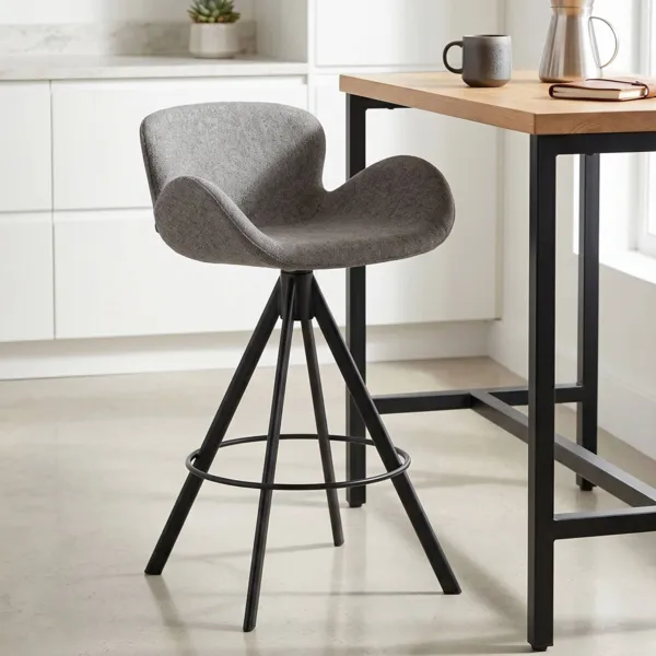 Conjunto de 2 taburetes de isla central con respaldo (Asiento 65cm) Pema Gris oscuro