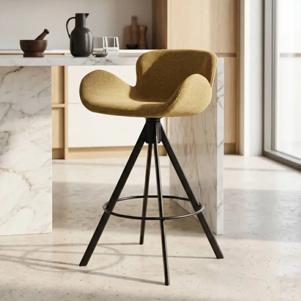 Conjunto de 2 taburetes de isla central con respaldo (Asiento 65cm) Pema Verde caqui