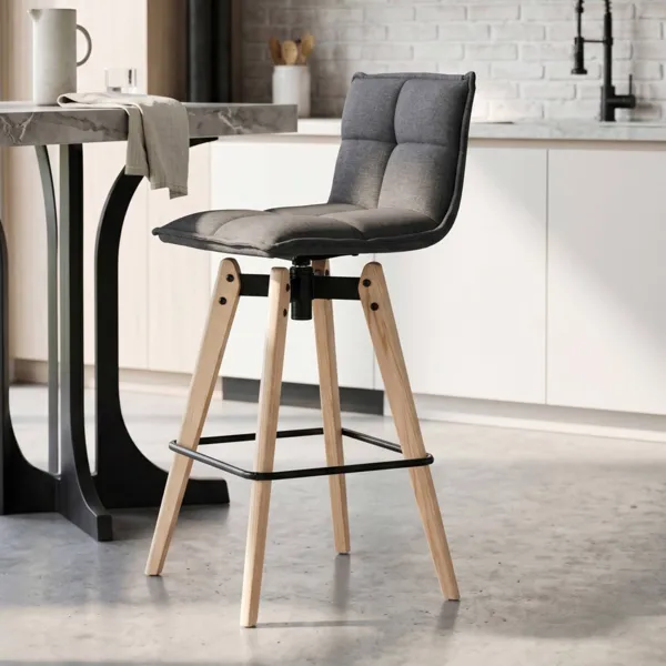 Drehbarer Barhocker mit Stoff-R�ckenlehne (Sitzh�he 75 cm) Osla Dunkelgrau