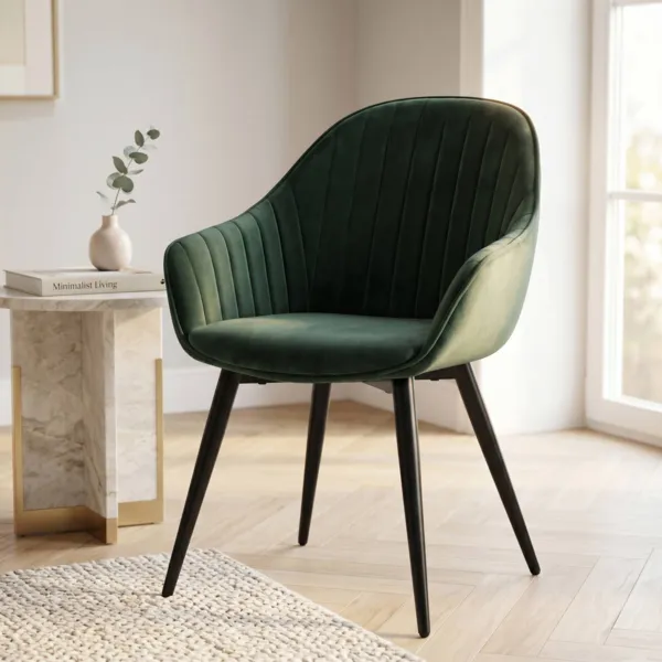 Set di 2 poltrone in velluto (seduta 47 cm) Juno Verde scuro