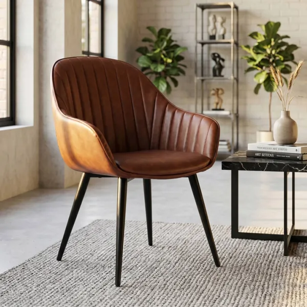 Set van 2 fauteuils imitatieleder (Zithoogte 47 cm) Juno Donkerbruin