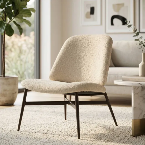 Set di 2 poltrone in boucl� (seduta 40 cm) Isla Beige sabbia