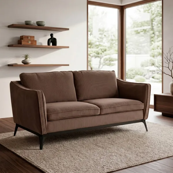 Tweezits fluwelen ribfluwelen bank (169 cm) Owen Chocoladebruin