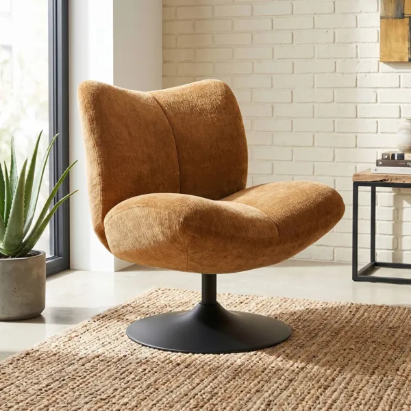Draaibare fauteuil met gestructureerde stof (Zithoogte 46 cm) Axis Amber