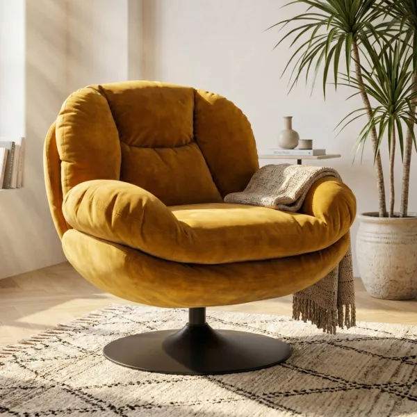 Sill�n giratorio de terciopelo (Asiento 46 cm) Lomy Amarillo ocre