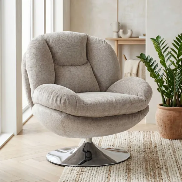 Fauteuil pivotant tissu (Assise 46 cm) Lomy Taupe
