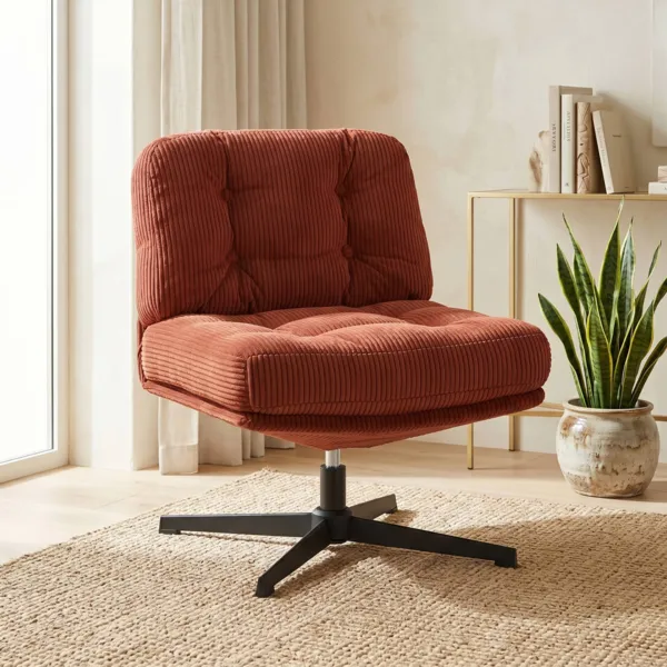 Sill�n giratorio de terciopelo acanalado (Asiento 46 cm) Kult Terracota