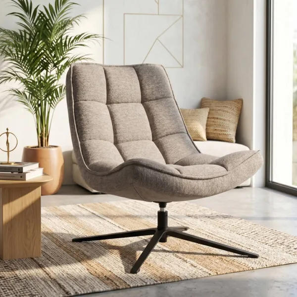 Draaibare fauteuil stof (Zithoogte 43 cm) Oxxo Zandbeige