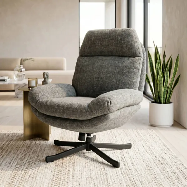 Drehsessel Stoff (Sitzh�he 49 cm) Moor Grau
