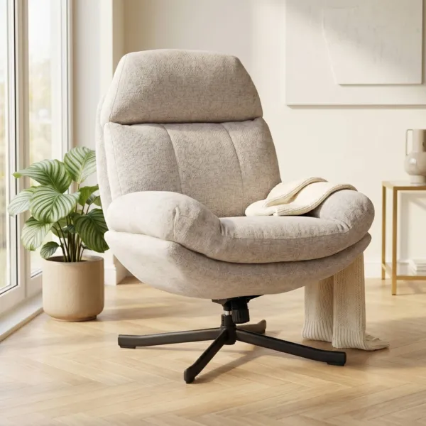 Drehsessel Stoff (Sitzhöhe 49 cm) Moor Taupe