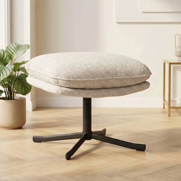 Fu�hocker aus strukturiertem Stoff (H�he 44 cm) Moor Taupe
