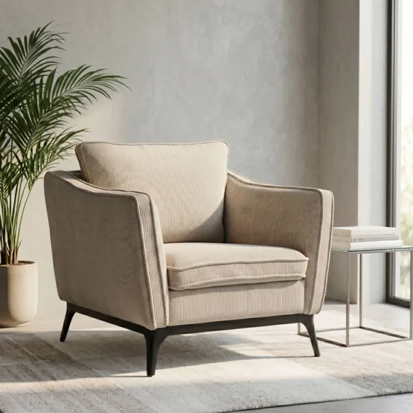 Sill�n de terciopelo acanalado (Asiento 45 cm) Owen Beige