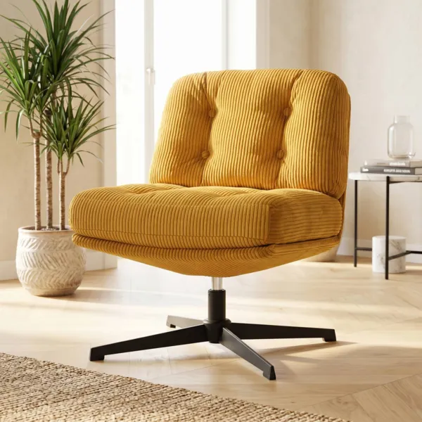 Fauteuil pivotant velours c�tel� (Assise 46 cm) Kult Miel
