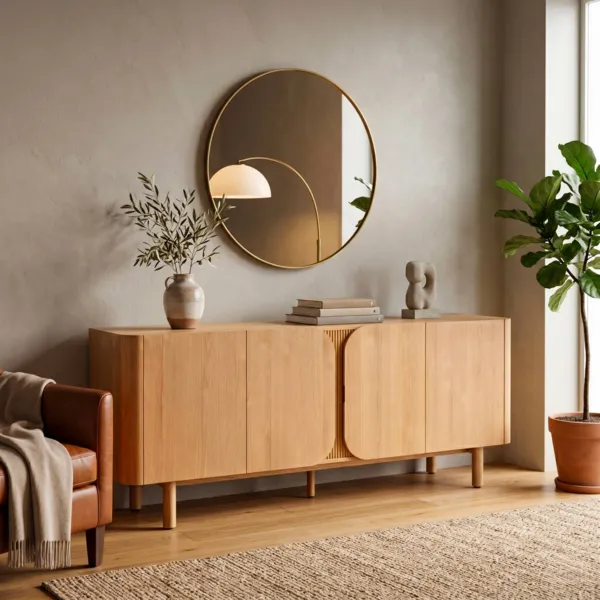 Massivholz-Sideboard mit 4 T�ren Eiche (200 x 80 cm) Oakland Naturfarben