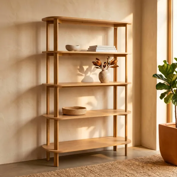 Biblioth�que 5 niveaux ch�ne massif (110 x 170 cm) Oakland Naturel