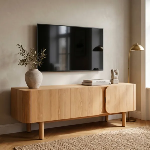 Mobile TV 3 ante in rovere massiccio (154 x 55 cm) Oakland Naturale