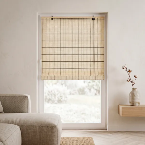 Bamboe rolgordijn met bamboestokken (90 x 180 cm) Bali Natuurlijk
