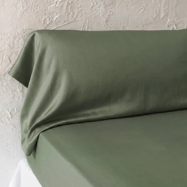 Funda de coj�n travesa�o franc�s lyocell Tencel� lavado (27 x 185 cm) Olivia Verde romero