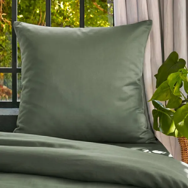 Quadratischer Kopfkissenbezug aus gewaschenem TENCEL� Lyocell (80 x 80 cm) Olivia Rosmaringr�n