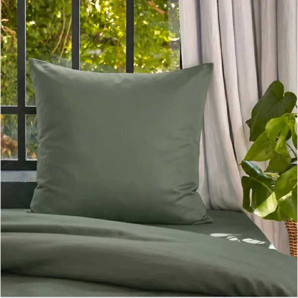 Taie d'oreiller carrée lyocell Tencel™ lavé (63 x 63 cm) Olivia Vert romarin