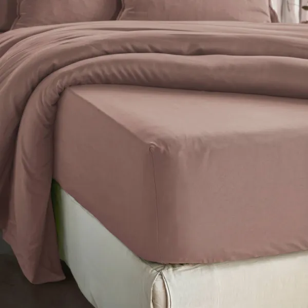 Drap housse lyocell Tencel� lav� (140 x 200 cm) Olivia Rose blush