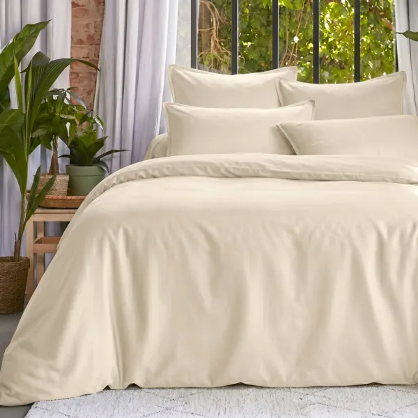 Housse de couette lyocell Tencel� lav� (200 x 200 cm) Olivia Beige pampa