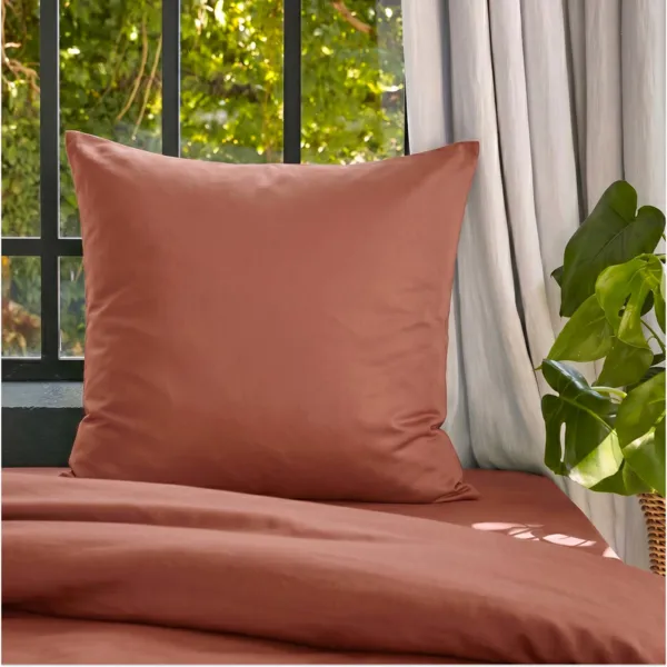 Taie d'oreiller carr�e lyocell Tencel� lav� (63 x 63 cm) Olivia Terracotta