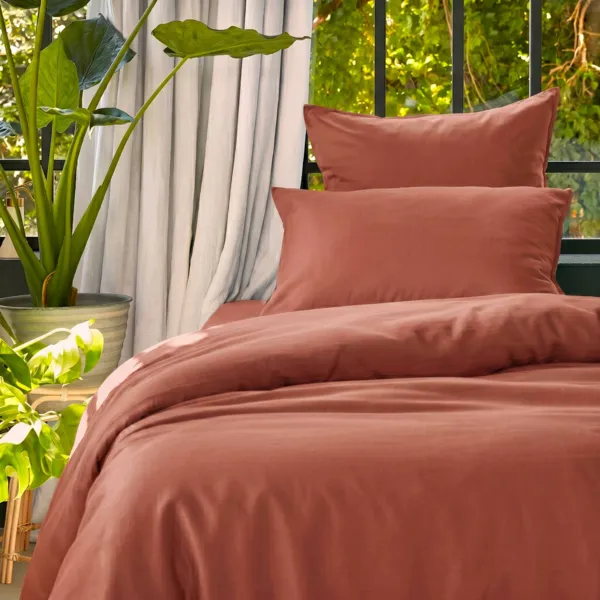 Bettbezug aus gewaschenem TENCEL� Lyocell (140 x 200 cm) Olivia Terrakotta