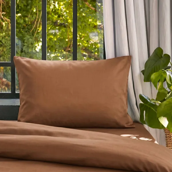 Taie d'oreiller rectangulaire lyocell Tencel™ lavé (50 x 70 cm) Olivia Camel