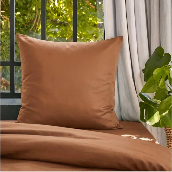 Taie d'oreiller carrée lyocell Tencel™ lavé (63 x 63 cm) Olivia Camel