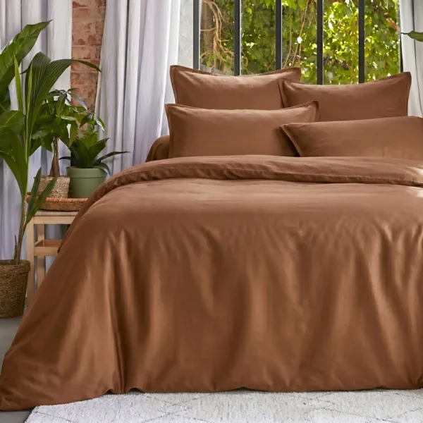 Dekbedovertrek gewassen TENCEL� Lyocell (200 x 200 cm) Olivia Camel