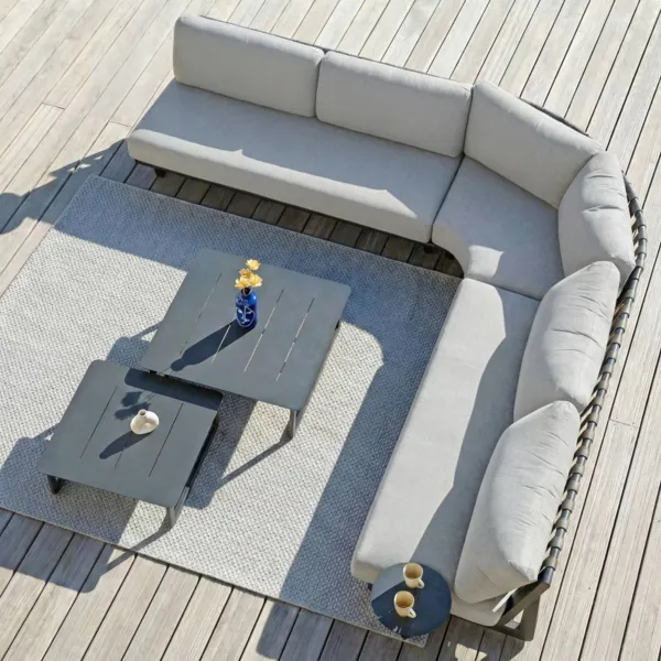 Salon de jardin d'angle en aluminium 5 places Long Beach Gris anthracite et gris clair