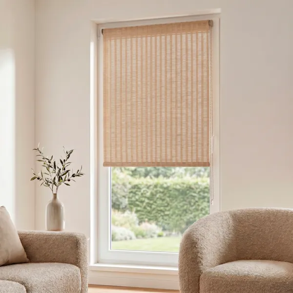 Store enrouleur tamisant effet bambou (60 x 180 cm) Rayures Beige