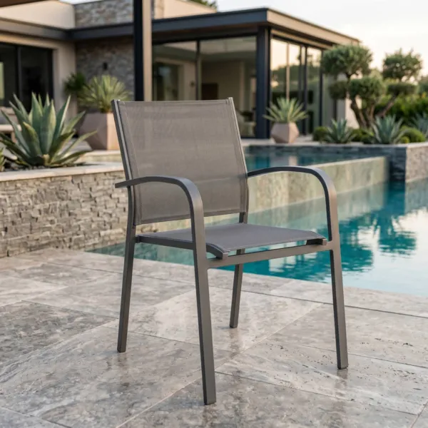 Silla de jard�n con reposabrazos alu apilable Murano - Gris antracita