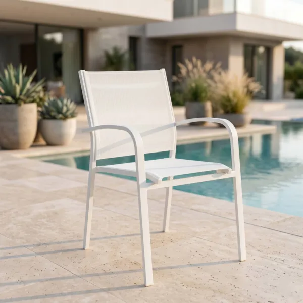Silla de jard�n de aluminio apilable Murano Marfil - Liquidaci�n
