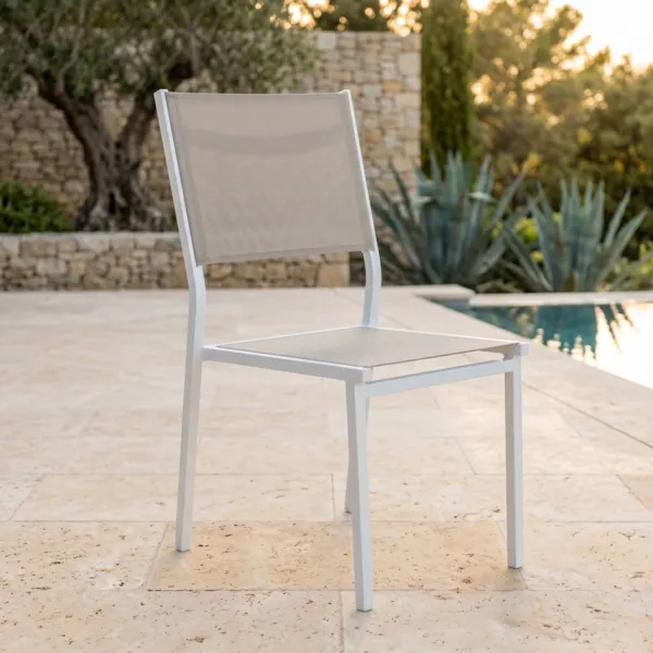 Silla de jard�n alu apilable Murano - Blanco / Topo